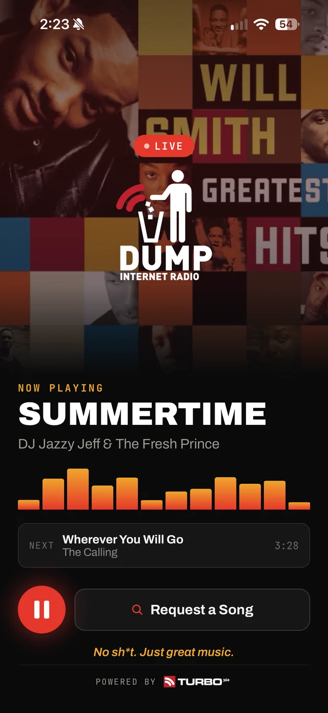 Dump Internet Radio app screen